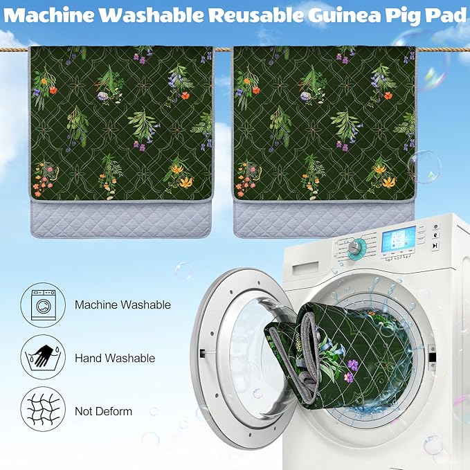 2 Pack Guinea Pig Bedding, Washable Guinea Pig Cage Liner Reusable Guinea Pig Mat Waterproof Guinea Pig Bedding for Cage, Super Absorbant Guinea Pig Pee Pads for Small Animals Hamster Rabbit Squirrel