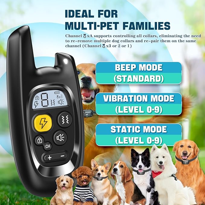Dog Shock Collar with Remote Control- [Newly Upgraded] Dog Training Collar for Small Medium Large Dogs, Electric Collar for Dogs Training Rechargeable, Waterproof E Collars with Shock-Lock Keypad