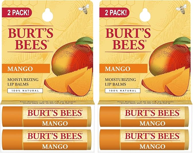 Burt's Bees Lip Balm - Mango, Lip Moisturizer With Responsibly Sourced Beeswax, Tint-Free, Natural Origin Conditioning Treatment, 2 Tubes, 0.15 oz. (Pack of 2)