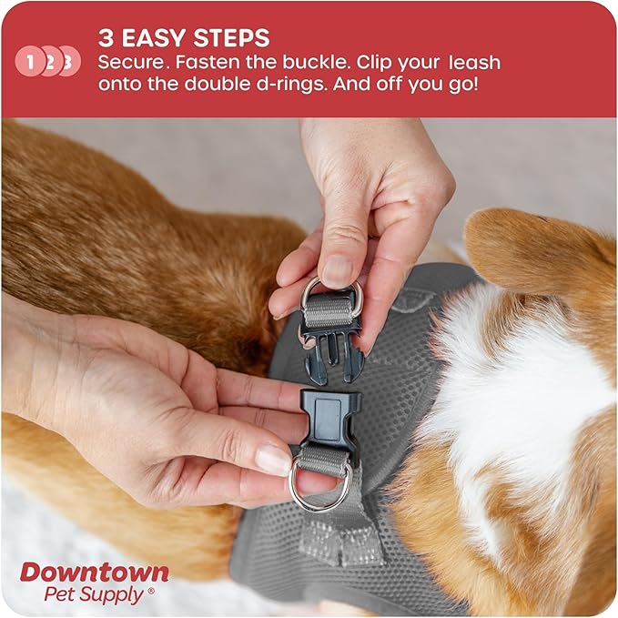 Downtown Pet Supply Step in Dog Harness No Pull, X-Large, Light Gray - Adjustable Harness with Padded Mesh Fabric and Reflective Trim - Buckle Strap Harness for Dogs