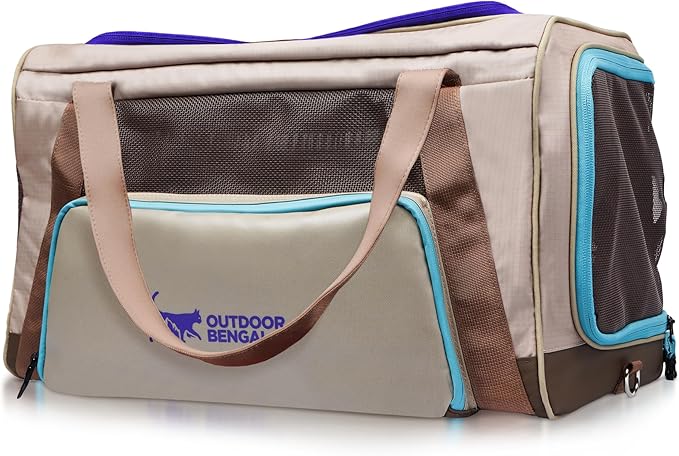 OutdoorBengal Zeppelin™ Airline-Approved Large Cat Carrier Soft – TSA-Approved Pet Carriers with Top Opening for Plane and Car Travel – Kittens or Small Dog Carrier (Creme)