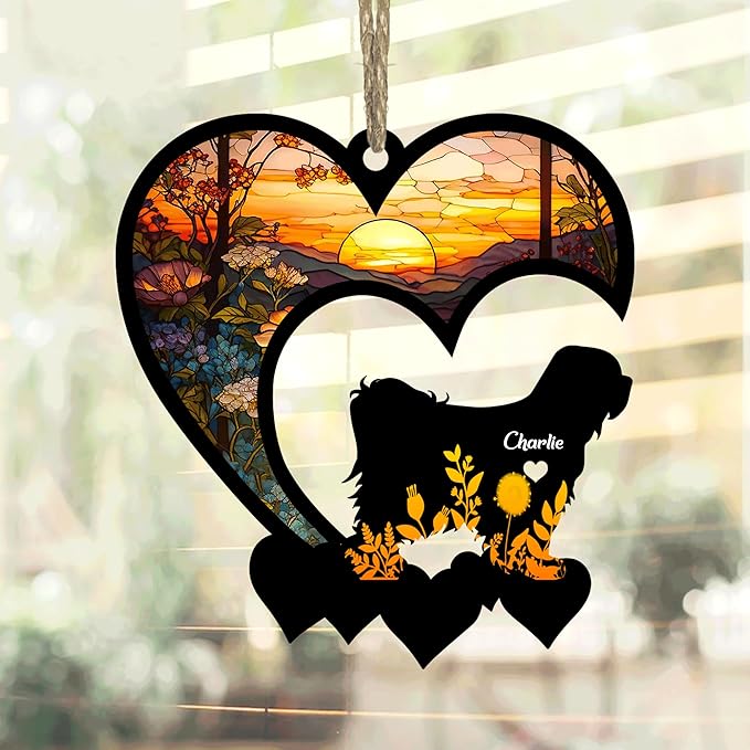 Lovely POD Tibetan Terrier Suncatcher Ornaments, Personalized Tibetan Terrier Memorial with Name, Dogs Loss Ornaments, Dog Remembrance Gift, Dog Memory Ornament, Loss of Dogs Sympathy Gifts
