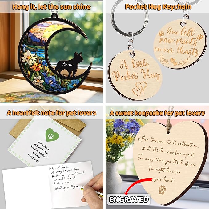 6'' English Bulldog Memorial Suncatcher, Personalized Name, Pet Ornament Window Car Hanging, Sympathy Gift for Loss of Pet, Passed Away Remembrance Gift for Dog Lovers 17-SS1