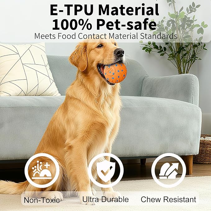 Smart Interactive Dog Toys, Activated Moving, Bouncing, Rotating Ball for Medium/Large Dogs, 2025 E-TPU Material, Motion-Activated Dog Gift to Keep Them Busy, IP54 Waterproof & USB Rechargeable