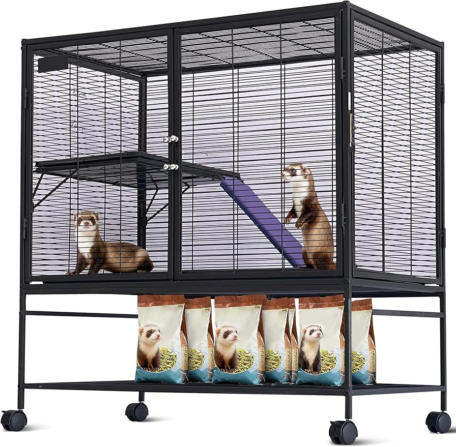 Garvee Metal Small Animal Cage,39 ''H Multi-Level Ferret Cage for Small Animals - Large Hamster Cage with Removable Ramp, Removable Tray for Chinchilla, Rabbit, Guinea Pigs, Hedgehog, Gerbil