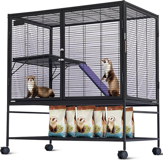 Garvee Metal Small Animal Cage,39 ''H Multi-Level Ferret Cage for Small Animals - Large Hamster Cage with Removable Ramp, Removable Tray for Chinchilla, Rabbit, Guinea Pigs, Hedgehog, Gerbil