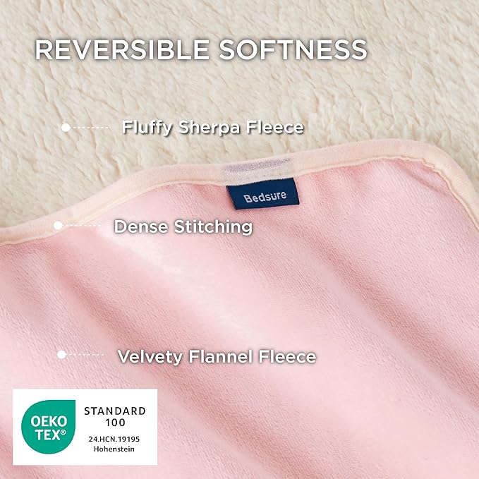Bedsure Waterproof Dog Blankets for Small Dogs - Small Cat Blanket Washable for Couch Protection, Sherpa Fleece Puppy Blanket, Soft Plush Reversible Throw Furniture Protector, 25"X35", Pink