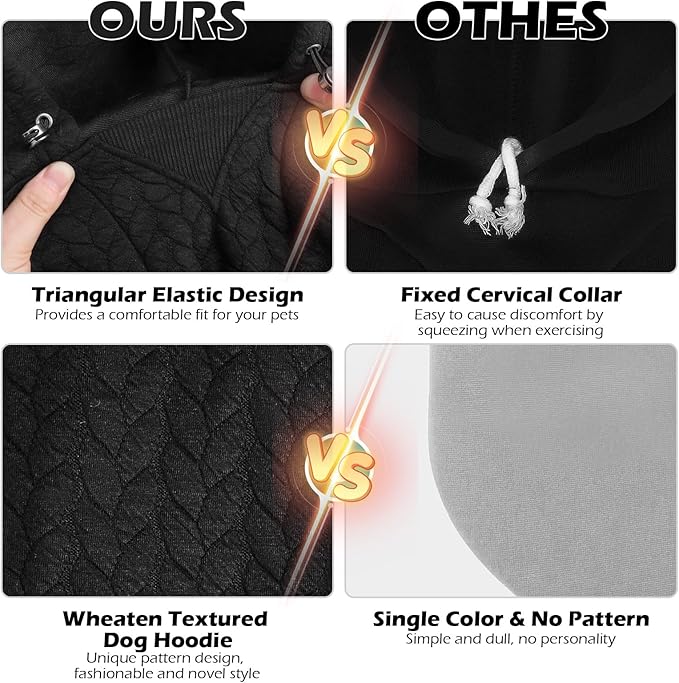 EXPAWLORER Textured Cable Knit Basic Dog Hoodie, Elevated Style Dog Sweater with Leash Hole and Pocket, Soft and Warm Pet Winter Coat, Cold Weather Clothes for Small Medium Large Dogs Cats,Black XXL
