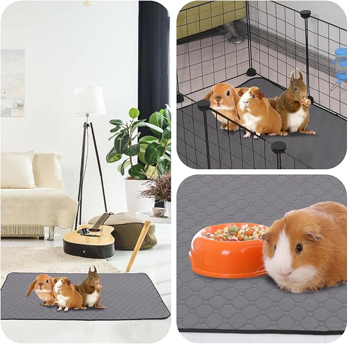 2 Pack Guinea Pig Cage Liners, 14'' X 42'' Washable Guinea Pig Pee Pads, Non Slip Reusable Super Absorbent Guinea Pig Training Mat Bedding Fleece for Small Animals Hamster Rabbit Chinchilla Rat