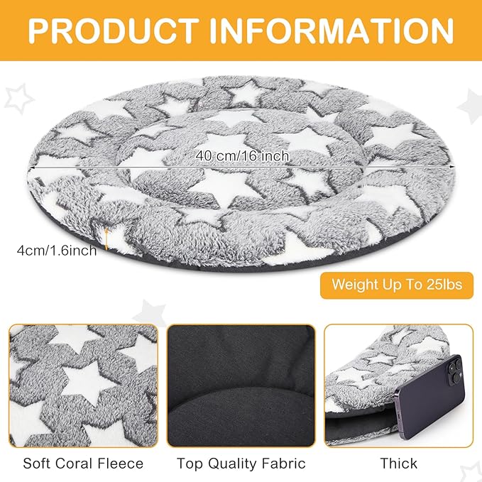 VitalCozy 4 Pcs Winter Dog Crate Pads, Ultra Soft Warm Washable Dog Cat Bed Mat for Pet Crate Comfortable Replaceable Reversible Kennel Pad for Small, Medium, Large Dogs (Dia 16 Inch,Gray)