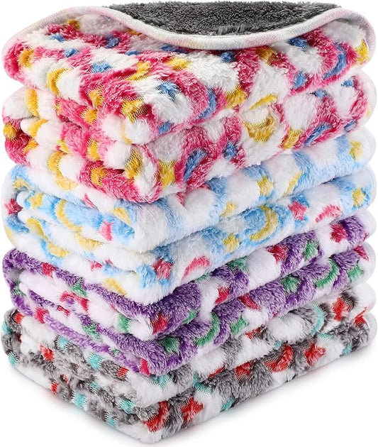 Reginary 4 Pcs Waterproof Guinea Pig Blankets Washable Small Animal Fleece Bedding Guinea Pig Cage Liners Reusable Training Pads Pet Pee Pad Sleep Mat for Hamster(Moon Star Pattern,24 x 16 Inch)