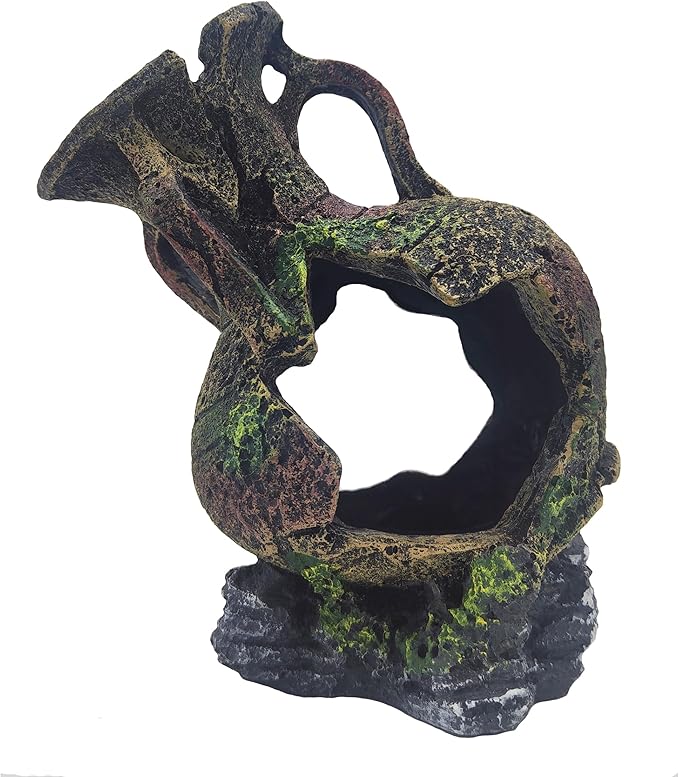 Aquarium Decoration - Fish Tank Cave Decoration Accessories Resin Classical Ceramic Jar Decoration Betta Fish, Shrimp, Cichlid Rest, Entertainment, and Breeding Spacious Hide and Play Place