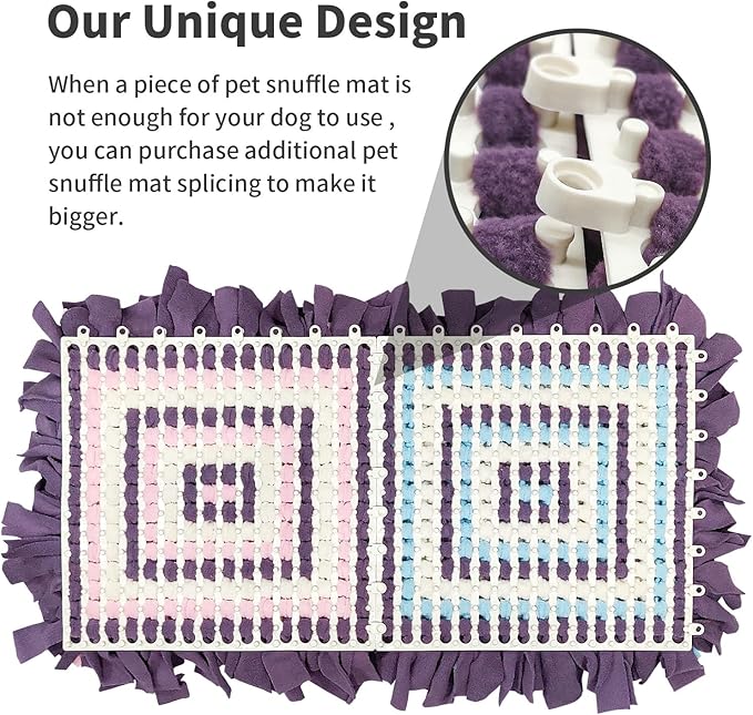 Pet Snuffle Mat for Dogs, Dog Feeding Mat, Nosework Training Mats for Foraging Instinct Interactive Puzzle Toys (Pink&Violet &White)