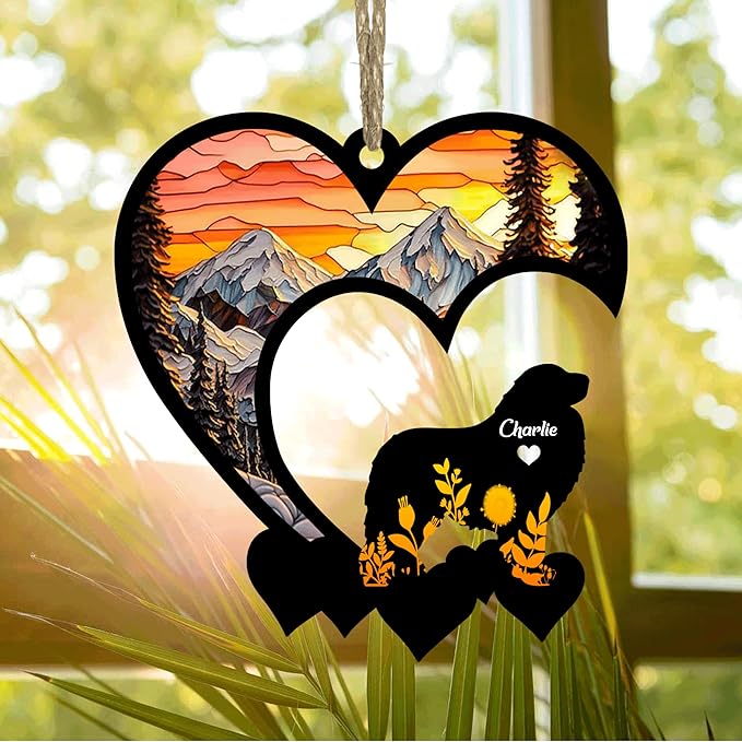 Lovely POD Great Pyrenees Suncatcher Ornaments, Personalized Great Pyrenees Memorial with Name, Dogs Loss Ornaments, Dog Remembrance Gift, Dog Memory Ornament, Loss of Dogs Sympathy Gifts