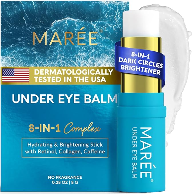 MAREE Under Eye Balm Stick Hydrating – Retinol Caffeine Under Eye Brightener Stick for Older Women – Collagen Undereye Cream for Dark Circles & Wrinkles – Skin Care Treatment Moisturizer
