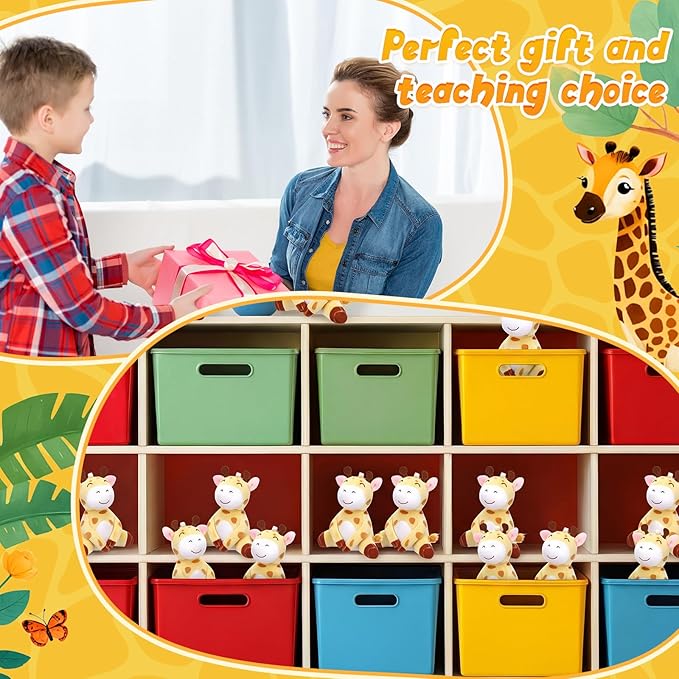 Hiboom 12 Pcs Cute Plush Giraffe Stuffed Animals for Kids 4.7 Inch Mini Stuffed Safari Animal Toys Giraffe Keychains Jungle Forest for Baby Shower Boy Girl Birthday Party Classroom Gifts