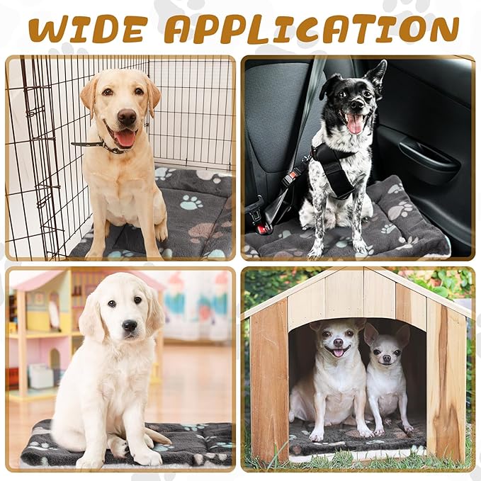Tuanse 4 Pack Ultra Soft Dog Cat Bed Mat with Cute Prints Reversible Fleece Dog Crate Kennel Pad Cozy Washable Thickened Hamster Guinea Pig Pet Bed Mat for Small Animals(23 x 18 Inches,Black)