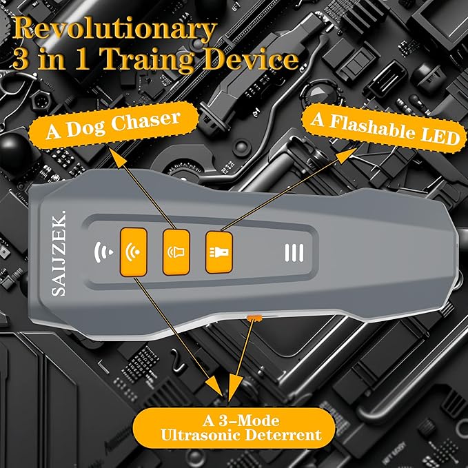 Ultrasonic Dog Trainer G2 | 3-in-1 Bark Deterrent | Anti Barking Training Device ，Dog Silencer | Barks No More Devices | Stop Control Dogs Bad Behavior | Stopper Corrector Clicker Repellent - New Gray
