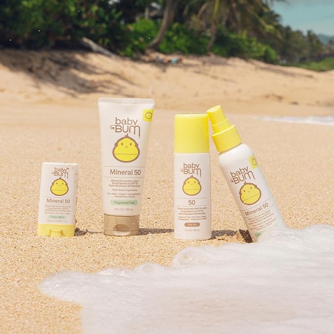 Sun Bum Baby Bum Mineral SPF 50 Sunscreen Stick - Hawaii 104 Act Compliant (Without Octinoxate & Oxybenzone) - UVA/UVB Face and Body Protection - Unscented for Sensitive Skin - Travel Size - 0.45 Oz