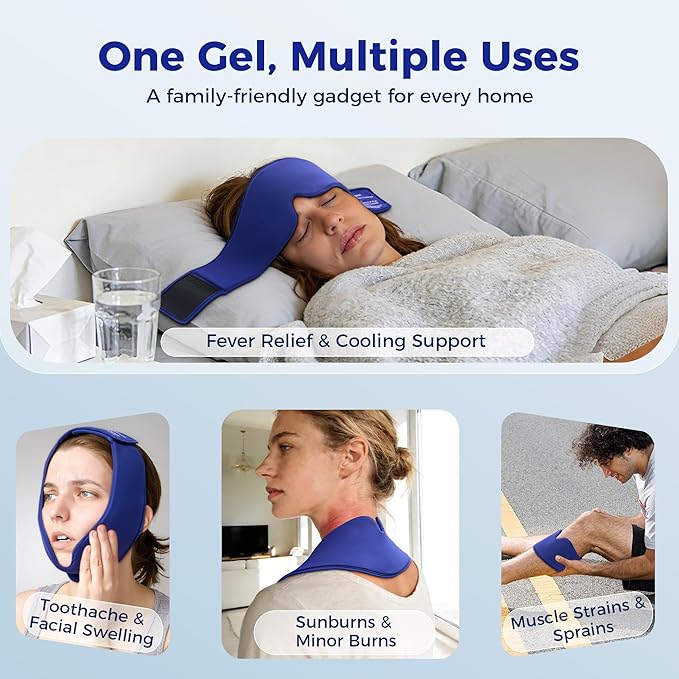 Cooling Gel Eye Mask Sleep: FSA -HSA Eligible, Cold Compress for Puffy Eyes & Migraine Relief - Reusable Gel Weighted Sleeping Mask for Dark Circles & After Surgery, Eye Care,Ice Pack for Face(Blue)