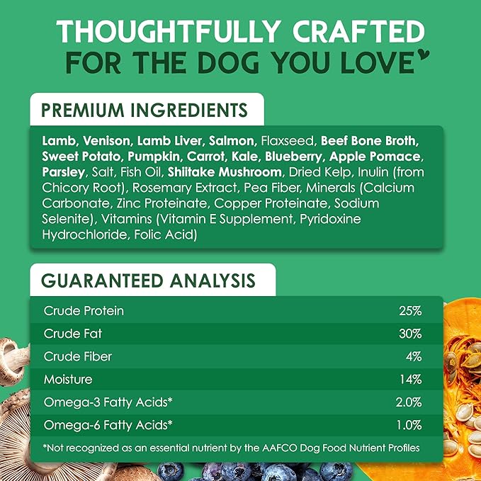 Farmland Traditions The Good List Air-Dried Dog Food, Premium Lamb, Venison, & Bone Broth for Dogs, Protein Rich & Grain-Free Nutrition, 5.5 Pound Bag