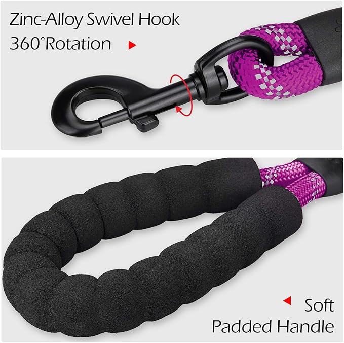 PoyPet Dog Harness and Leash Combo, Escape Proof No Pull Vest Harness, with 5 Feet Leash, Reflective Adjustable Soft Padded Pet Harness with Handle for Small to Large Dogs(Purple,L)