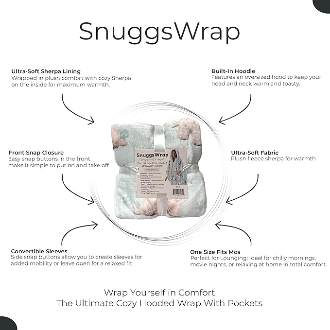 E&S Pets Sherpa Wearable Blanket Hoodie for Women – Soft Fleece Snuggs Wrap – 32 Dog & Cat Breeds – Warm Pet Lover Gifts