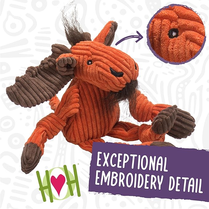 HuggleHounds Knottie Plush Dog Toy - Dog Stuffed Animal Toy, Squeaky Puppy Toys, For Small, Medium & Large Dogs, Durable Plush to Keep Them Busy - Pink Monkey, Large