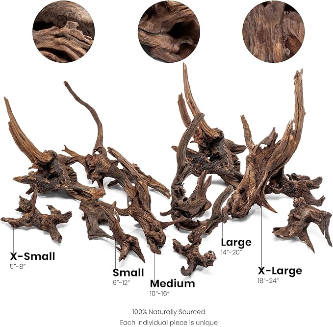 Ultum Nature Systems Driftwood - Pacific Drift Wood for Fish Tank, Planted Tank, Terriarium, Paludarium - Versatile Natural Driftwood Decor, Events Wood Centerpiece - Pacific Wood, XS 5-8", 3 Pack