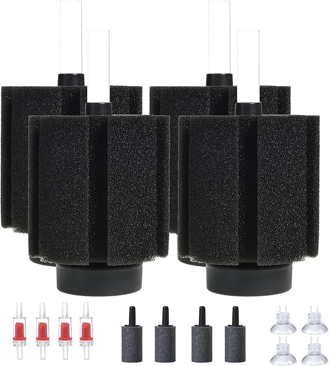 ALEGI Aquarium Bio Sponge Filter with Ceramic Media for Clear and Quiet Aquariums for Betta Fry Shrimp Tiny Fish Tank (40-75 Gallon 4 Pack)