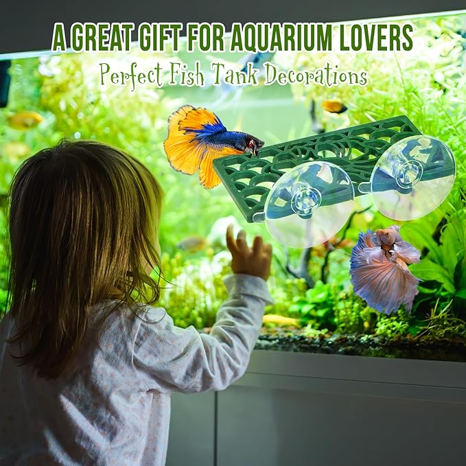 Abizoo Betta Fish Tunnel Hideout and Hammock Bed for Fish Aquarium Decoration, African Dwarf Frog Tank Accessories Hollow Design Habitat Cave for Betta Shrimp Guppies Neon Tetras Zebra Danios Snails
