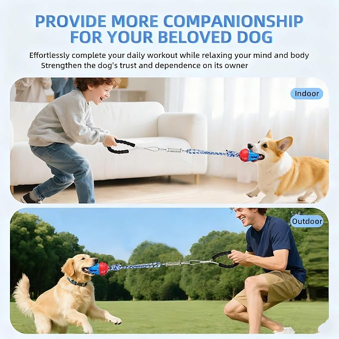 2pcs Dog Tug Toy with Handle - Indestructible Interactive Toy for Aggressive Chewers,Sound Dog Rope Training Toys for Medium & Small Dogs to Keep Them Busy,Red