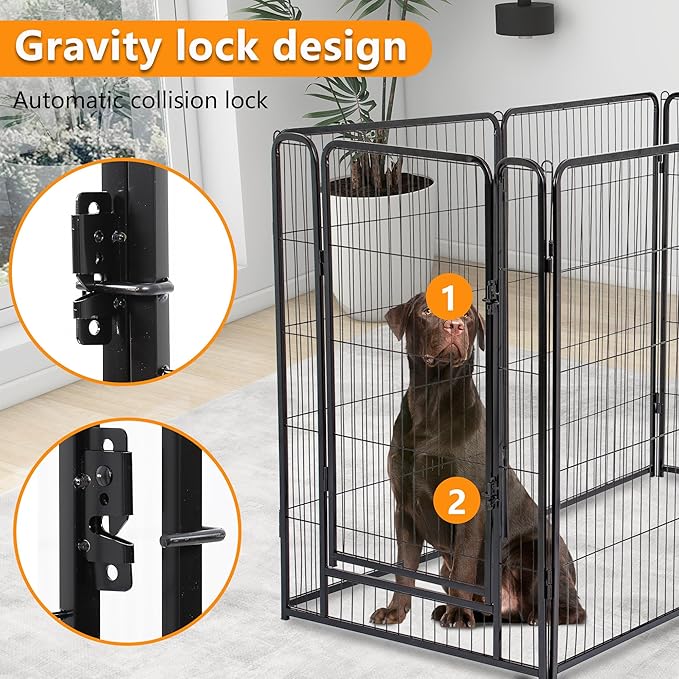 BestPet Indoor Dog Playpen,40inch 16 Panels Dog Pen Fence Outdoor Pet Playpen with Gravity Lock & Wide Door Pet Exercise Pen for RV Camping Yard, Black