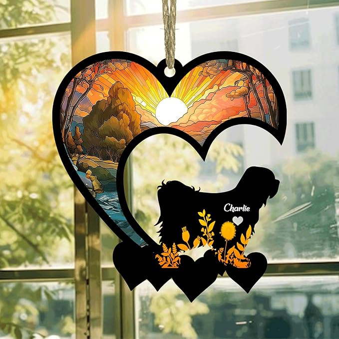 Lovely POD Tibetan Terrier Suncatcher Ornaments, Personalized Tibetan Terrier Memorial with Name, Dogs Loss Ornaments, Dog Remembrance Gift, Dog Memory Ornament, Loss of Dogs Sympathy Gifts