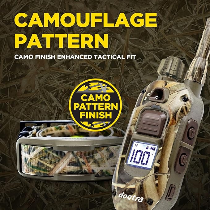 Dogtra 1900X Camouflage E-Collar - 3/4 Mile Range, Dogs 45 lbs+, IPX9K Waterproof, 100 Stimulation Levels, Vibration, Tone, Rechargeable - Ideal for Dog Owners and Professional Trainers