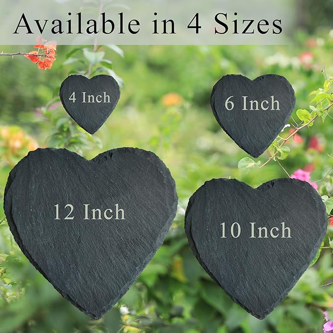 Personalized Pet Memorial Stone for Dogs and Cats | Custom Laser-Etched Weatherproof Garden Grave Marker | Natural Stone Bereavement Headstone Sympathy Gift | 4, 6, 10, or 12 Inch Heart or Circle Shape (A7)
