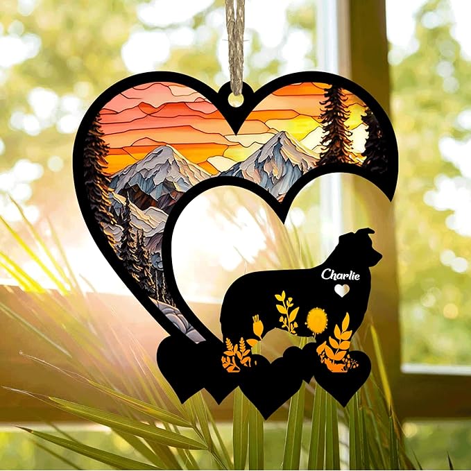 Lovely POD Aussie Suncatcher Ornaments, Personalized Aussie Memorial with Name, Dogs Loss Ornaments, Dog Remembrance Gift, Dog Memory Ornament, Loss of Dogs Sympathy Gifts
