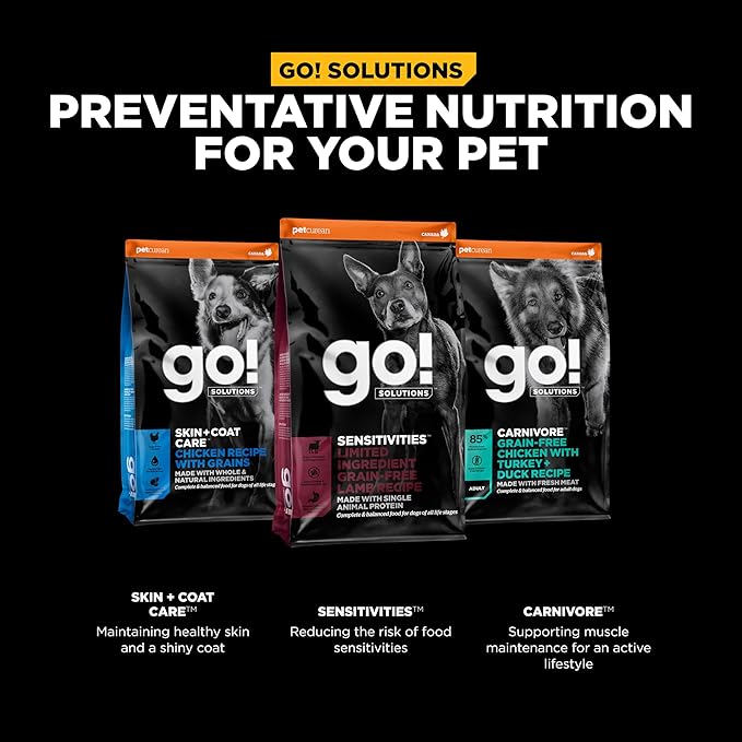 Go! Solutions Sensitivities Limited Ingredient Lamb Grain-Free Dry Dog Food, Chicken-Free Kibble Made by Experts for Sensitive Stomachs & Food Allergies, for Puppies, Adults, & Seniors, 3.5 lb Bag