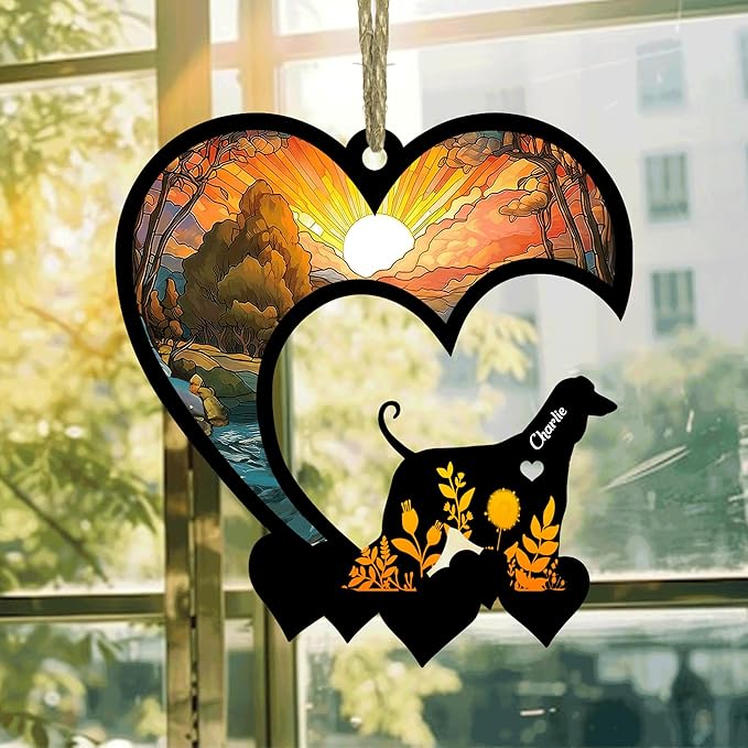 Lovely POD Afghan Hound Suncatcher Ornaments, Personalized Afghan Hound Memorial with Name, Dogs Loss Ornaments, Dog Remembrance Gift, Dog Memory Ornament, Loss of Dogs Sympathy Gifts