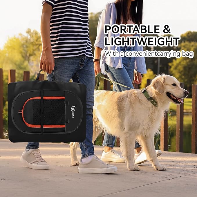 Dog Playpen, Medium Puppy Pet Playpen, Dog Crate Tent Cage Indoor/Outdoor, Portable Pop Up Dogs Kennel Playpen with Carrying Case for Dogs/Cats/Rabbitss, Black