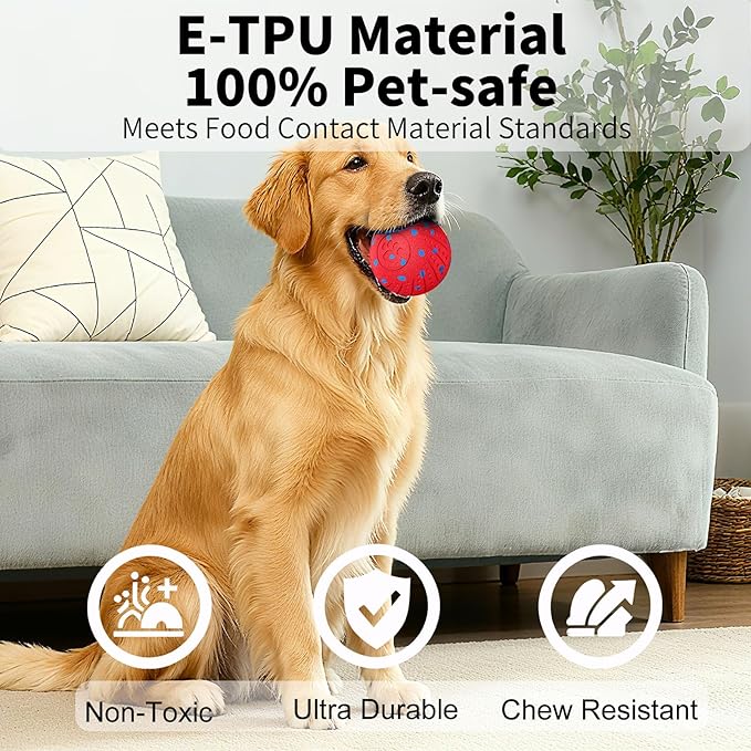 Smart Interactive Dog Toys, Activated Moving, Bouncing, Rotating Ball for Medium/Large Dogs, 2025 E-TPU Material, Motion-Activated Dog Gift to Keep Them Busy, IP54 Waterproof & USB Rechargeable