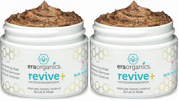Manuka Honey Exfoliating Face Scrub – Gentle Microdermabrasion Face Exfoliator to Help Smooth, Soften & Balance with Moisturizing Organic Superfoods 2oz (Pack of 2)