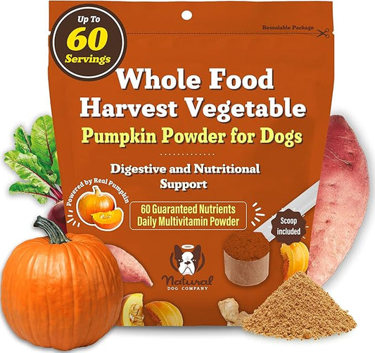 Natural Dog Company Pumpkin Digestive Support Granules Dog Food Topper - Fiber-Rich, Nutrient-Dense Superfood Blend for Gut Health, Holistic Care, Prebiotics