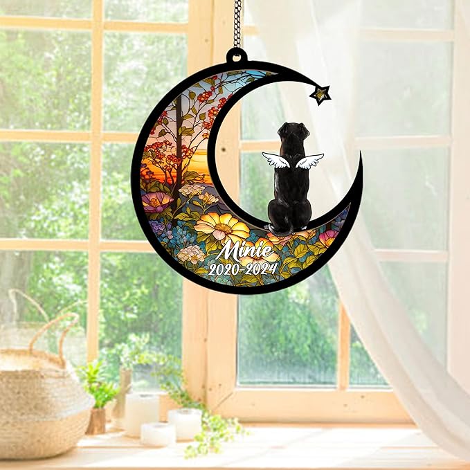 Personalized Greater Swiss Mountain Sun Catcher, Dog Memorial Gifts, Custom Greater Swiss Mountain with Wings Ornament Christmas Tree, Loss of Dog Sympathy Gift Memorial Suncatchers