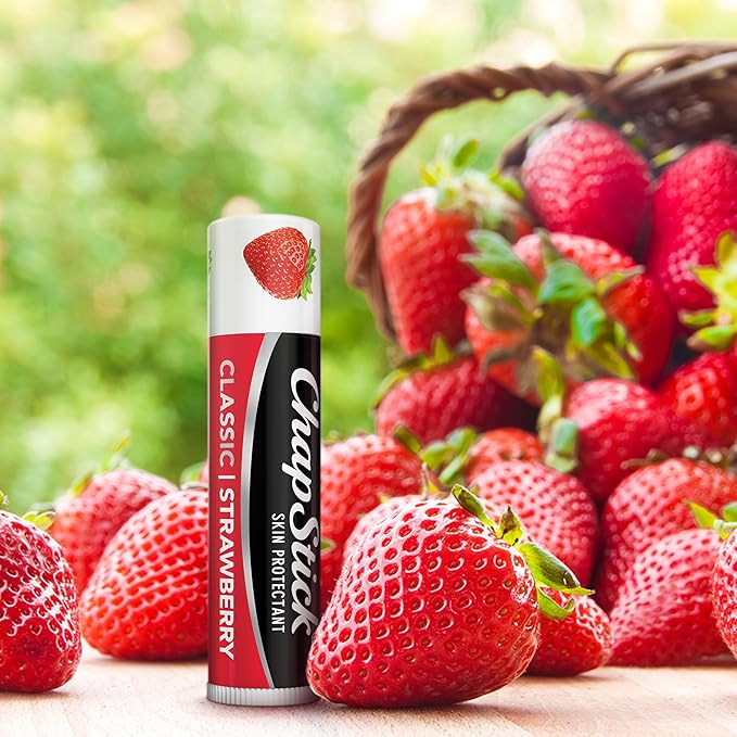 ChapStick Lip Moisturizer, Classic Strawberry 3-Packs (12 Sets/36 Tubes) – Bulk Lip Balm, Fruity & Sweet, 0.15 Oz Ea