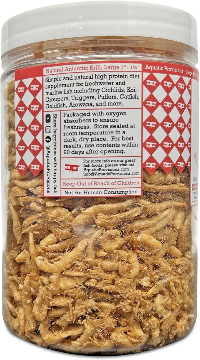 Freeze Dried Antarctic Krill Fish Food 3 oz, for Freshwater and Marine Aquarium Fish