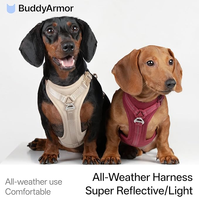 All-Weather No Pull Dog Harness Reflective Vest Harness QR Code Anti-Lost Adjustable Quick-Release Buckle Soft Padded Breathable Harness for Small Medium Large Dog (Light-Burgundy, S)