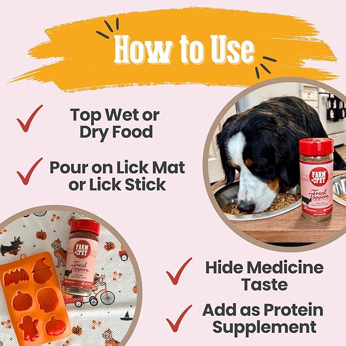 Farm To Pet - Dog Food Topper - 4.7 oz Beef Meal Toppers for Dogs, Single Ingredient, Lean, All Natural, Healthy Food for Small, Medium, Large Breeds, & Puppies - Made in USA
