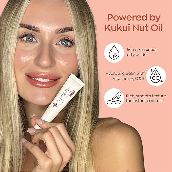 Hanalei Lip Treatment for Dry, Chapped Lips – Intensive Overnight Moisturizer with Kukui Oil, Shea Butter & Grapeseed Oil – Hydrating Balm for Healing Cracks – Natural Nude Tint, 15g – Cruelty-Free