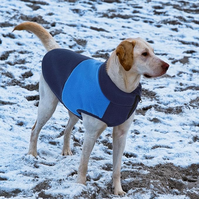 Queenmore Dog Fleece Sweater, Dog Sweater for Large Size Dog, Fleece Dog Vest Jacket, Pet Sweatshirt Winter Clothes for Dogs Boy Or Girl Large Medium Small Size Navy/Blue,2XL